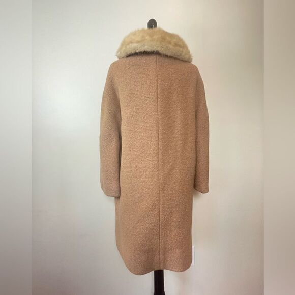 Vintage 1960s Wool Mink Collar Tweed Coat - Picture 4 of 6